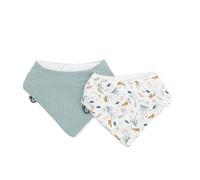 Domiva - Set of 2 Bandana Mosseline Bibs with Printed Water Over Water in Cotton Gas