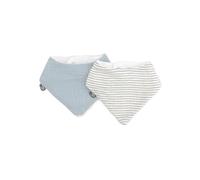 Domiva - Set of 2 Cotton Gauze Striped Bandana Bibs Blue