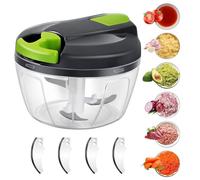 Domkan Onion Slicer, 520 ml, Manual Onion Cutter with 3 Stainless Steel Blades, Green, Plastic Body