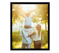 Domkora 8 x 10 Black Picture Frame - Plastic Photo Frame Styrene Front Family Art Display - Portrait Landscape Wall Hanging Tabletop Standing Frame