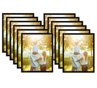 Domkora 8 x 10 Black Picture Frames Set of 12 - Plastic Photo Frame Styrene Front Family Art Display - Portrait Landscape Wall Hanging Tabletop Standing Frame