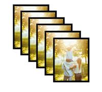 Domkora 8 x 10 Black Picture Frames Set of 6 - Plastic Photo Frame Styrene Front Family Art Display - Portrait Landscape Wall Hanging Tabletop Standing Frame