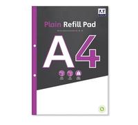 Domkora A4 Plain Refill Pad Notebook Writing Paper - 1 Pack 120 Pages Hole Punched Note Paper - Sketch Pad Folder Binder Ready Study - Work Office School College Filing - 100% Recyclable