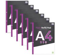 Domkora A4 Plain Refill Pad Notebook Writing Paper - 6 Pack 120 Pages Hole Punched Note Paper - Sketch Pad Folder Binder Ready Study - Work Office School College Filing - 100% Recyclable