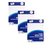 Domkora A4 Ruled Notebook Refill Pad Writing Paper - 3 Pack 100 Sheets Hole Punched Lined Note Paper - Work Office School College Notepad - Folder Binder Ready Study Filing - 100% Recyclable Eco Pack