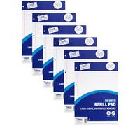 Domkora A4 Ruled Notebook Refill Pad Writing Paper - 6 Pack 100 Sheets Hole Punched Lined Note Paper - Work Office School College Notepad - Folder Binder Ready Study Filing - 100% Recyclable Eco Pack