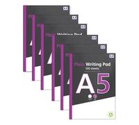 Domkora A5 Plain Notebook Writing Note Pad - 6 Pack 100 Sheets White Writing Paper - Sketch Pad Flip Notebook - School Notepad College University Students - 100% Recyclable