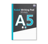 Domkora A5 Ruled Notebook Writing Note Pad - 1 Pack 100 Sheets Lined White Writing Paper - Reporters Pad Flip Notebook - School Notepad College University Students - 100% Recyclable