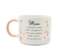 Domkora Mum Ceramic Coffee Mug - Floral Tea Cup with Verse - Mothers Day Gifts for Mum - Birthday Gift for Mummy - 11oz 325ml Stoneware Coffee Cup - Branded Gift Box