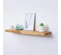 domli Solid Wood Oak Floating Shelf & Brackets - 900mm X 200mm X 30mm - Wooden Wall Mounted Shelf - Home Furniture Decorative Shelving