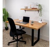 Domli Solid Wood Oiled Oak Office Desk With Black Industrial Legs - 1200mm X 600mm X 40mm Oiled Tabletop - Wooden Tabletop And Leg