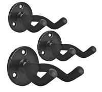 DOMMI Guitar Wall Mount 3 Pack, Guitar Hanger with Rotatable Soft Guitar Holder for All Size Guitars, Solid Metal U-Shaped Guitar Wall Hanger for Acoustic Electric Guitar, Bass, Guitar Hooks for Wall