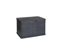 Domo Mea 170 Litre Wooden Effect Storage Box, Anthracite Resin, Dimensions 78 x 55 x 52 cm