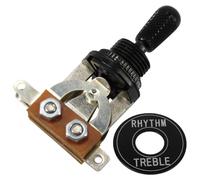 Domofa 3 Way Toggle Switch with Metal Tip and Rhythm Treble Plate for Les Paul Electric Guitar Replacement Parts (Black)