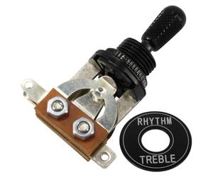 Domofa 3 Way Toggle Switch with Metal Tip and Rhythm Treble Plate for Les Paul Electric Guitar Replacement Parts (Black)