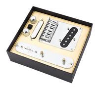 Domofa 6 Strings Saddle Bridge Plate Prewired 3 Way Switch Control Plate Neck Pickup Set for Squier Telecaster Electric Guitar Replacement Parts Chrome