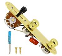 Domofa Loaded Guitar Control Plate for Telecaster Electric Guitar Prewired 3 Way Switch 500K Potentiometers Tone Volume Knob with Wiring Harness (Gold)