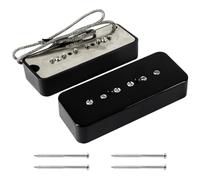 Domofa P90 Soap Bar Pickups Set Alnico 5 Single Coil Pickup Neck and Bridge Pickup Set For LP Electric Guitar Replacement Parts (Black)
