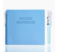 DomoJoy a7 pocket notebook with Pen, Azure Small Notebook PU leather, With a pen slot, mini Pocket Notepad for Work, Diary, Travel, Study (Azure)