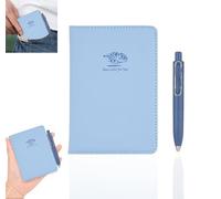 DomoJoy a7 pocket notebook with Pen, Lake Blue Small Notebook PU leather, mini Pocket Notepad for Work, Diary, Travel, Study