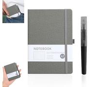 DomoJoy a7 pocket notebook with Pen, Small Notebook PU leather, mini Pocket Notepad for Work, Diary, Travel, Study (Light Gray)
