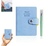 DomoJoy a7 Pocket Notebook with Pen, Small Notebook PU leather With Snap Buttons, mini Pocket Notepad for Work, Diary, Minute, Study (Sky Blue)