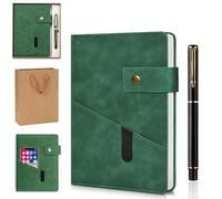 DomoJoy Journal a5 Notebook and Pen Set, 200 Page, Dark Gold Leather Journals for Women Men, With a Gift Box and Bag, Notepad for Work, Diary, Travel, Study, Reading (Forest Green)