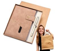 DomoJoy Journal a5 Notebook and Pen Set, 200 Page, Dark Gold Leather Journals for Women Men, With a Gift Box and Bag, Notepad for Work, Diary, Travel, Study, Reading (Dark Gold)