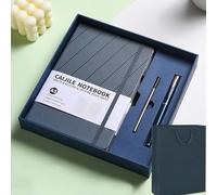 DomoJoy Journal a5 Notebook and Pen Set, 200 Page, Maple Leaf Brown Leather birthday gifts Journals for Women Men, With a Gift Box and Bag, Notepad for Office, Diary, Study (Lake Blue)