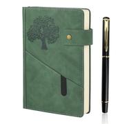 DomoJoy Journal with Pen a5 Notebook Hardback, 360 Page, Dark Green Leather Journals for Women Men, Simple Business Notepad for Work, Diary, Travel, Study, reading (Dark Green)