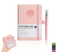 DomoJoy Pocket Notebook with Pen, A6 Small Notebook Dark Green PU leather, mini Pocket Notepad for Work, Diary, Travel, Study (Pink)