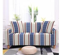 DOMOJT Navy Blue Nautical Slipcovers,White Blue Lines Sofa Protector,High Stretch Large Sofa Slipcover with Anti-Slip Foams Sectional Couch Covers for 1/2/3/4 Seater Couch(4-Seater)