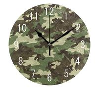 Domoko Home Decor Military Camouflage Camo Round Acrylic Wall Clock Non Ticking Silent Clock Art for Living Room Kitchen Bedroom