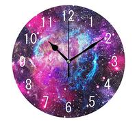 Domoko Home Decor Universe Galaxy Nebula Space Round Acrylic Wall Clock Non Ticking Silent Clock Art Living Room Kitchen Bedroom