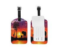 Domoko Oil Painting Elephant Luggage Tags Travel ID Bag Tag 1 Piece