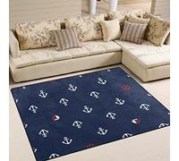 Domoko Use7 Ocean Nautical Sea Cartoon Anchor Ship's Wheel Area Rug Rugs for Living Room Bedroom 160cm x 122cm(5.3 x 4 feet)