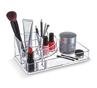 Domopak ® Acrylic Makeup Organiser Cosmetic Jewellery Display Box Set - 4 Compartments & 4 lipstick compartments