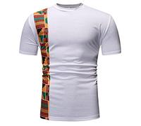 domorebest Patchwork African Dashiki T-Shirt Men Summer Short Sleeve African Clothes Streetwear Casual Tops White