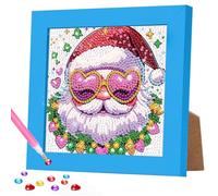 DOMROM Christmas Diamond Art Kits for Kids, Santa Claus Diamond Painting Kits with Frame DIY Mosaic Gem Kit for Kids Ages 6-8-12, Art and Crafts for Girls Boys Adult Gift Home Decor