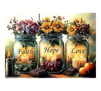 DOMROM Diamond Art Kits for Adults, Flowers Diamond Painting Kits for Beginners, Wishing Bottle DIY 5D Full Round Drill Gem Crystal Rhinestone Art and Craft Kit for Gift Home Wall Decor 30x40cm