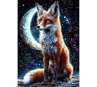 DOMROM Diamond Art Painting Kits for Adults, Fox Diamond Painting Kits 5D Moon Diamond Art Kit for Beginner, Animal Diamond Painting Full Round Drill Art and Crafts for Gift Decor 30x40cm