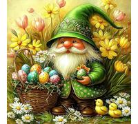 DOMROM Easter Diamond Art Kits for Adults, Gnome Diamond Painting Kits for Beginners, 5D DIY Full Round Drill Gem Dots Eggs Paint by Diamonds Art and Craft Kit for Gift Home Wall Decor 12x12 inch