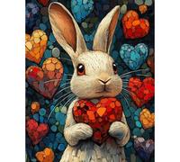 DOMROM Easter Paint by Numbers for Adults, Rabbit Paint by Numbers Kit for Adults Beginners, Heart DIY Acrylic Oil Painting on Canvas Easy for Gift Home Wall Decor 16x20 Inch