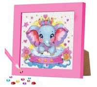 DOMROM Elephant Diamond Art Kits for Kids, Animal Diamond Painting Kits with Frame DIY Mosaic Gem Kit for Kids Ages 6-8-12, Art and Crafts for Girls Boys Adult Gift Home Decor
