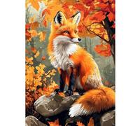 DOMROM Fox Diamond Painting Kits for Adults, Autumn Diamond Art Kits for Beginners, Animal DIY 5D Full Round Drill Gem Fall Crystal Rhinestone Art and Craft Kit for Gift Home Wall Decor 30x40cm