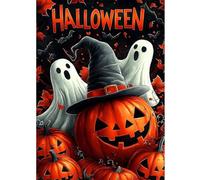DOMROM Halloween Diamond Painting Kits for Adults, Ghost Diamond Art Kits for Beginners, Pumpkin DIY 5D Full Round Drill Gem Crystal Rhinestone Art and Craft Kit for Gift Home Wall Decor 30x40cm