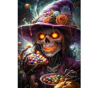 DOMROM Halloween Diamond Painting Kits for Adults, Horror Skull Diamond Art Kits for Beginners, Candy DIY 5D Full Round Drill Gem Crystal Rhinestone Art and Craft for Gift Home Wall Decor 30x40cm