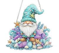 DOMROM Hanging Diamond Art Painting Kit Gnome, Special Shaped Crystal Gem Craft Shells Diamond Painting Pendant Kit for Adults, DIY Hanging Acrylic Diamond Art Ornament Kit for Home Garden Wall Decor