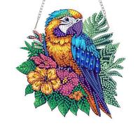 DOMROM Hanging Diamond Art Painting Kit Parrot, Special Shaped Crystal Gem Craft Bird Diamond Painting Pendant Kit for Adults Beginners, DIY Hanging Acrylic Diamond Art Ornament Kit for Home Garden