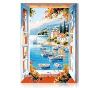 DOMROM Paint by Numbers Kit for Adults Beginner with Frame, Window View Adults' Paint-by-Number Kits on Canvas, DIY Acrylic Painting by Numbers Easy Oil Painting by Number Kits for Home Decor, 8x12in